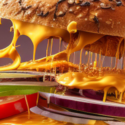 Quadro Moderno Hamburger Gourmet Con Formaggio Fuso foo66 quadro stampato su tela