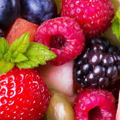 Quadro Moderno Insalata Di Frutta Colorata In Ciotola A Forma Di Cuore foo69 quadro stampato su tela