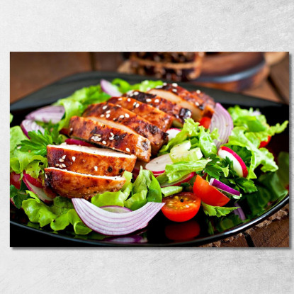 Quadro Moderno Insalata Di Pollo Grigliato Con Verdure Fresche foo70 quadro stampato su tela