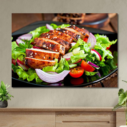 Quadro Moderno Insalata Di Pollo Grigliato Con Verdure Fresche foo70 quadro stampato su tela