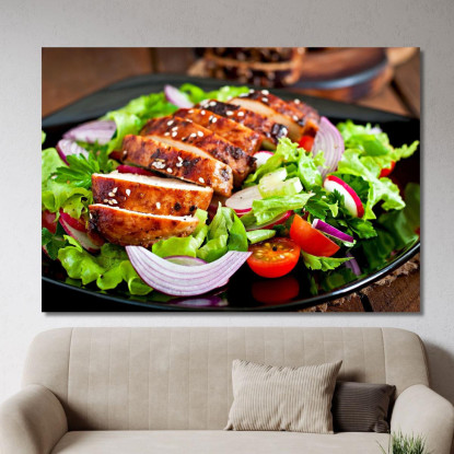 Quadro Moderno Insalata Di Pollo Grigliato Con Verdure Fresche foo70 quadro stampato su tela
