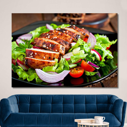 Quadro Moderno Insalata Di Pollo Grigliato Con Verdure Fresche foo70 quadro stampato su tela