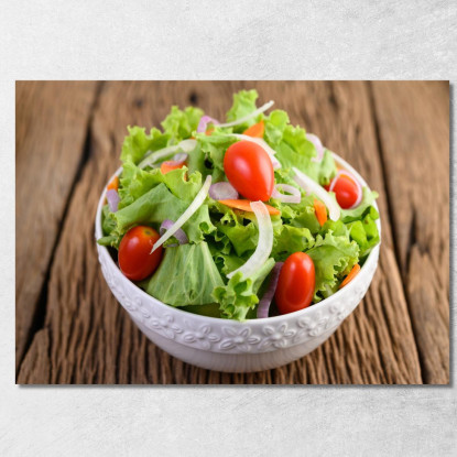 Quadro Moderno Insalata Fresca Con Lattuga Pomodorini E Cipolla foo71 quadro stampato su tela
