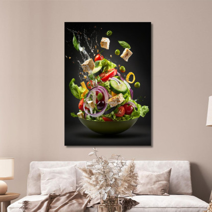 Quadro Moderno Insalata Greca Con Ingredienti In Volo foo72 quadro stampato su tela