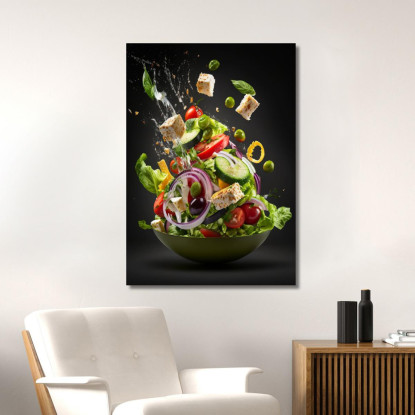 Quadro Moderno Insalata Greca Con Ingredienti In Volo foo72 quadro stampato su tela