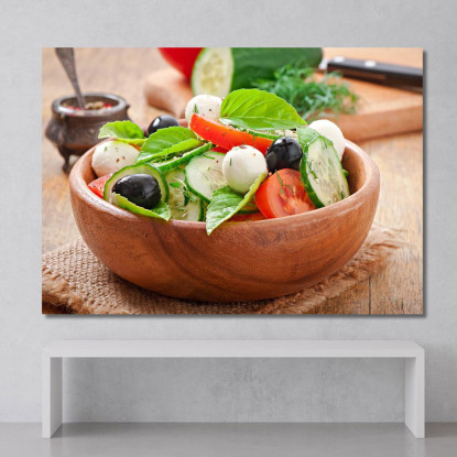 Quadro Moderno Insalata Mediterranea Con Mozzarella Olive Pomodori E Basilico foo73 quadro stampato su tela