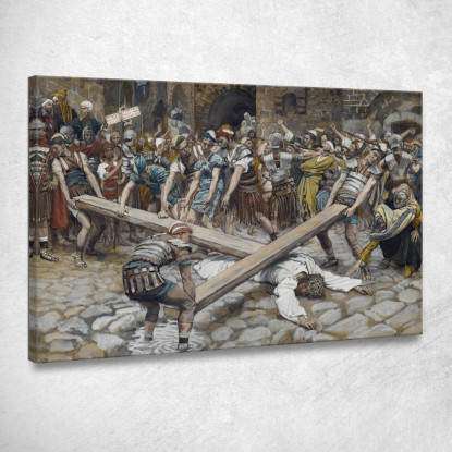 Simone Il Cireneo Costretto A Portare La Croce Con Gesù James Tissot jts94 quadro stampato su tela