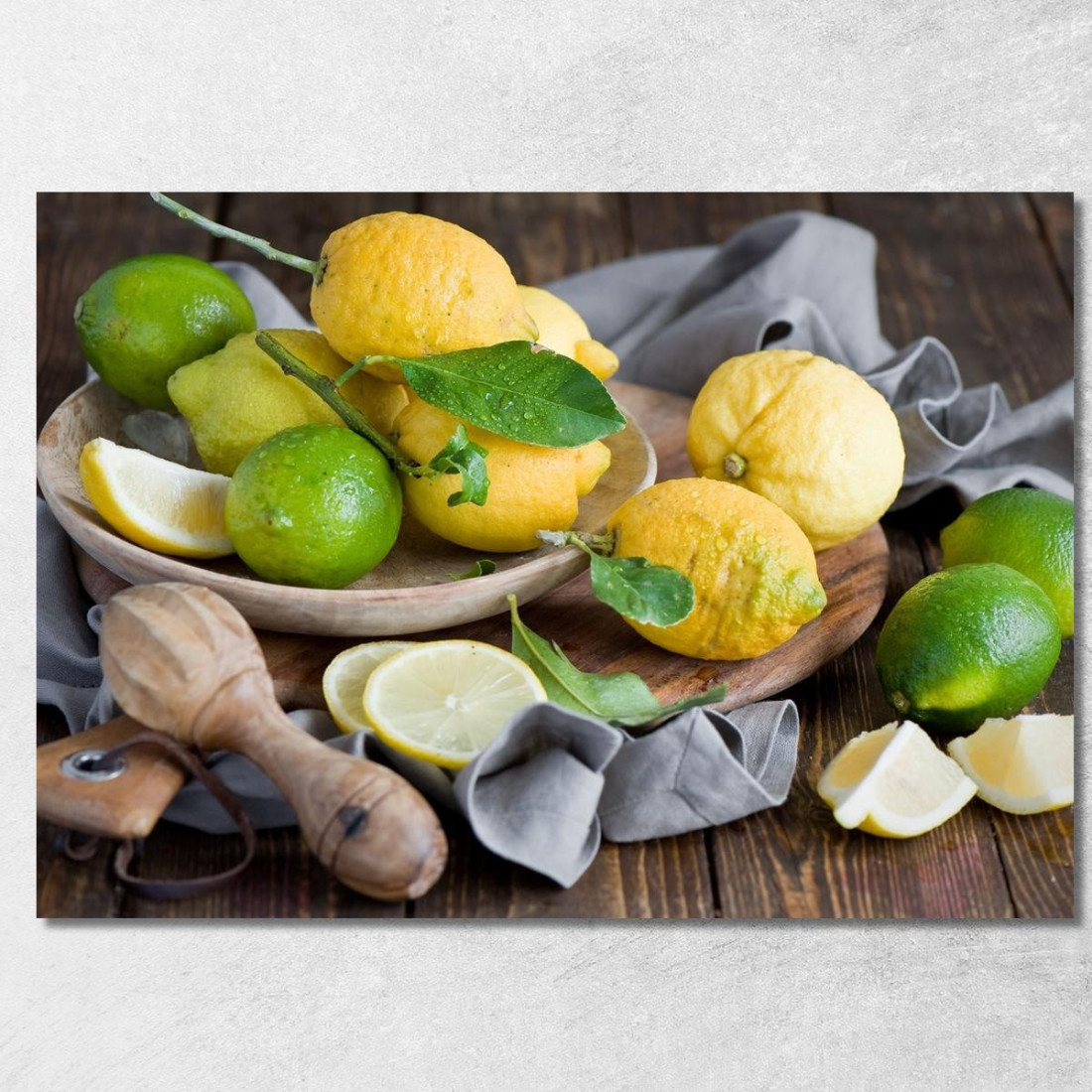 Quadro Moderno Limoni E Lime Freschi Su Un Tavolo Rustico foo76 quadro stampato su tela