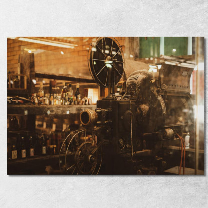 Quadro Moderno Macchina Da Proiezione Vintage In Un Ambiente Retrò foo77 quadro stampato su tela