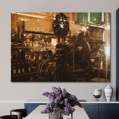 Quadro Moderno Macchina Da Proiezione Vintage In Un Ambiente Retrò foo77 quadro stampato su tela