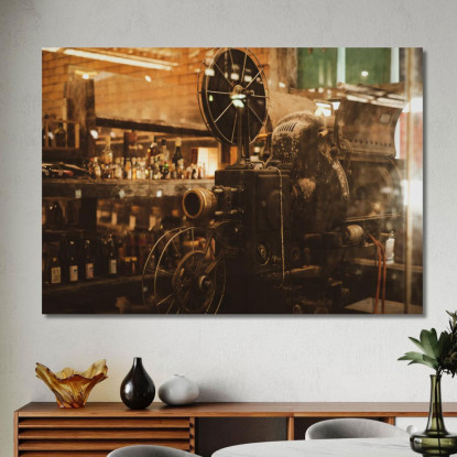 Quadro Moderno Macchina Da Proiezione Vintage In Un Ambiente Retrò foo77 quadro stampato su tela