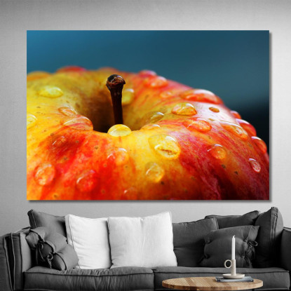 Quadro Moderno Mela Rossa Con Gocce D'Acqua foo79 quadro stampato su tela