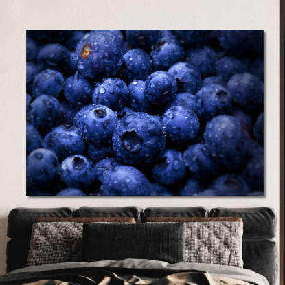 Quadro Moderno Mirtilli Blu Con Rugiada foo80 quadro stampato su tela