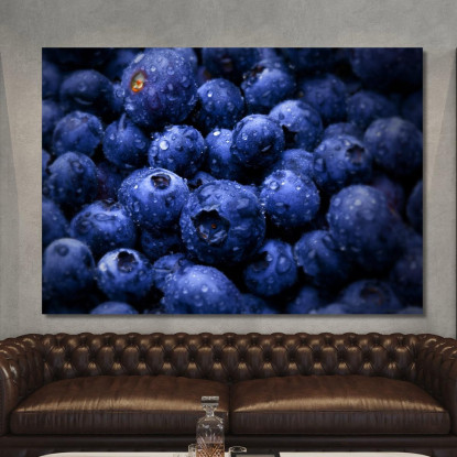 Quadro Moderno Mirtilli Blu Con Rugiada foo80 quadro stampato su tela