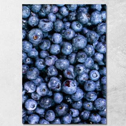 Quadro Moderno Mirtilli Freschi Con Gocce D'Acqua In Primo Piano foo81 quadro stampato su tela