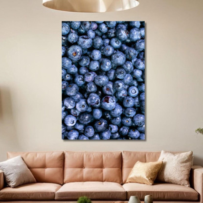 Quadro Moderno Mirtilli Freschi Con Gocce D'Acqua In Primo Piano foo81 quadro stampato su tela