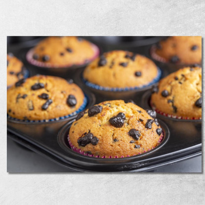 Quadro Moderno Muffin Con Gocce Di Cioccolato Appena Sfornati foo83 quadro stampato su tela
