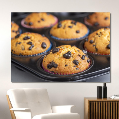 Quadro Moderno Muffin Con Gocce Di Cioccolato Appena Sfornati foo83 quadro stampato su tela