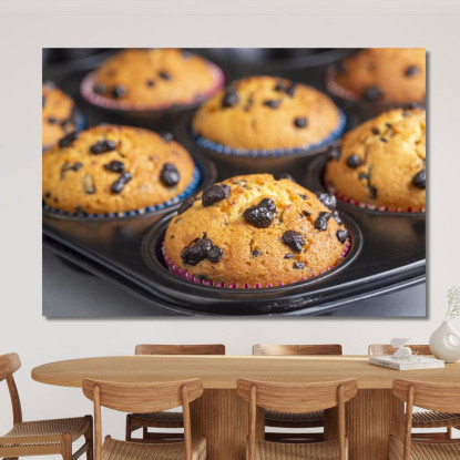 Quadro Moderno Muffin Con Gocce Di Cioccolato Appena Sfornati foo83 quadro stampato su tela