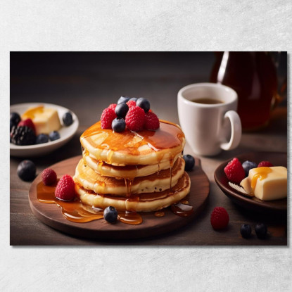 Quadro Moderno Pancakes Con Sciroppo D'Acero E Frutti Di Bosco foo87 quadro stampato su tela