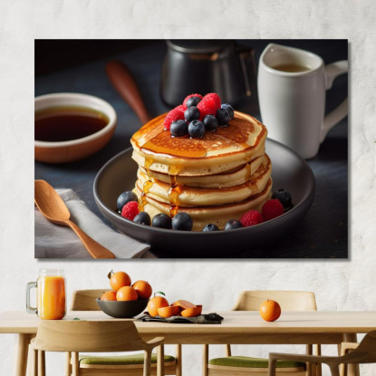 Quadro Moderno Pancakes Soffici Con Frutti Di Bosco E Sciroppo D'Acero foo88 quadro stampato su tela