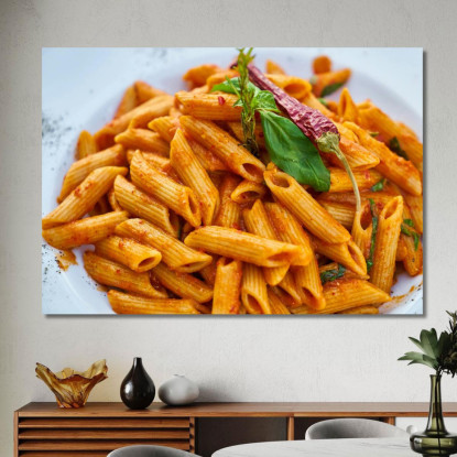 Quadro Moderno Penne All'Arrabbiata Con Peperoncino E Basilico foo90 quadro stampato su tela