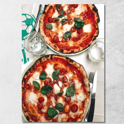 Quadro Moderno Pizza Margherita Con Basilico E Pomodorini foo93 quadro stampato su tela
