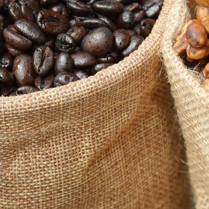 Quadro Moderno Sacchi Di Caffè Con Chicchi In Diverse Fasi Di Lavorazione foo96 quadro stampato su tela