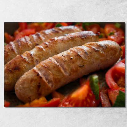 Quadro Moderno Salsicce Grigliate Con Pomodori Freschi foo97 quadro stampato su tela