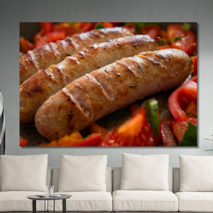 Quadro Moderno Salsicce Grigliate Con Pomodori Freschi foo97 quadro stampato su tela