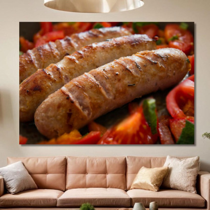 Quadro Moderno Salsicce Grigliate Con Pomodori Freschi foo97 quadro stampato su tela