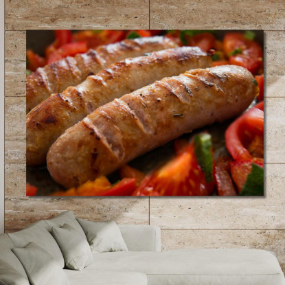 Quadro Moderno Salsicce Grigliate Con Pomodori Freschi foo97 quadro stampato su tela