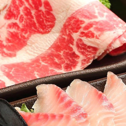 Quadro Moderno Shabu Con Frutti Di Mare E Carne foo100 quadro stampato su tela