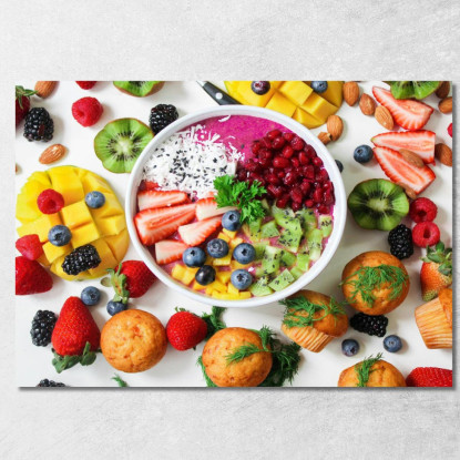 Quadro Moderno Smoothie Bowl Con Frutta Fresca E Semi foo101 quadro stampato su tela