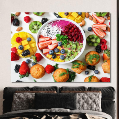 Quadro Moderno Smoothie Bowl Con Frutta Fresca E Semi foo101 quadro stampato su tela