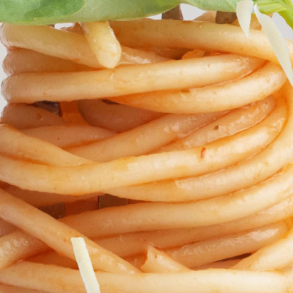 Quadro Moderno Spaghetti Al Pomodoro E Basilico Su Forchetta Con Pomodorini Volanti foo102 quadro stampato su tela