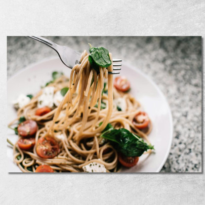 Quadro Moderno Spaghetti Integrali Con Pomodorini Basilico E Feta foo104 quadro stampato su tela