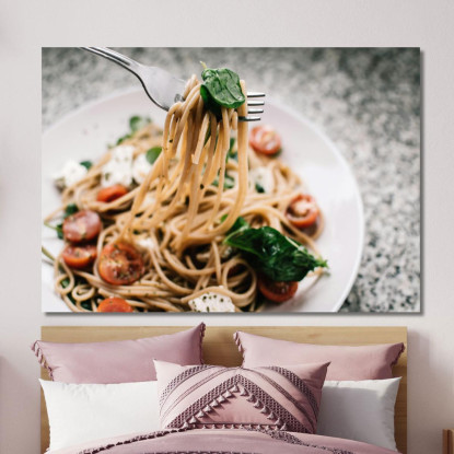 Quadro Moderno Spaghetti Integrali Con Pomodorini Basilico E Feta foo104 quadro stampato su tela