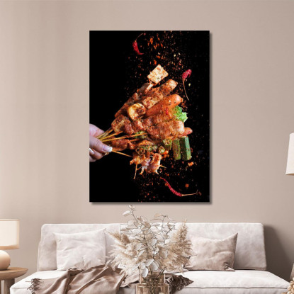Quadro Moderno Spiedini Speziati Con Peperoncino foo107 quadro stampato su tela
