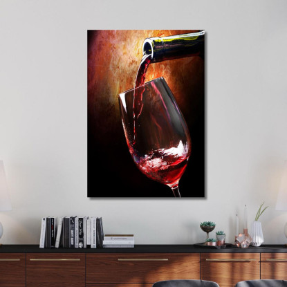 Quadro Moderno Vino Rosso Versato In Un Calice Su Sfondo Artistico foo122 quadro stampato su tela