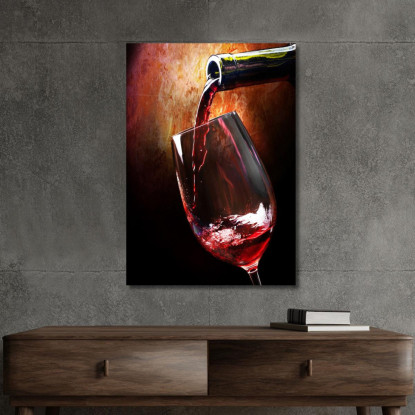 Quadro Moderno Vino Rosso Versato In Un Calice Su Sfondo Artistico foo122 quadro stampato su tela