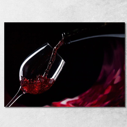 Quadro Moderno Vino Rosso Versato In Un Calice Su Sfondo Scuro foo123 quadro stampato su tela