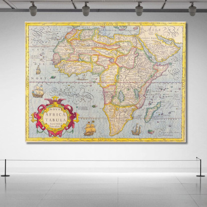 Quadro Mappa Antica Dell'Africa Con Design Decorativo E Cartografia Storica Dettagliata map10 quadro stampato su tela