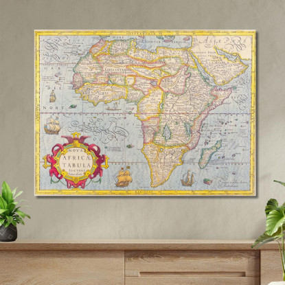 Quadro Mappa Antica Dell'Africa Con Design Decorativo E Cartografia Storica Dettagliata map10 quadro stampato su tela
