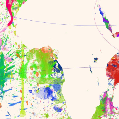 Quadro Mappa Del Mondo Astratta Colorata Con Effetto Schizzi Di Vernice Su Sfondo Chiaro map25 quadro stampato su tela