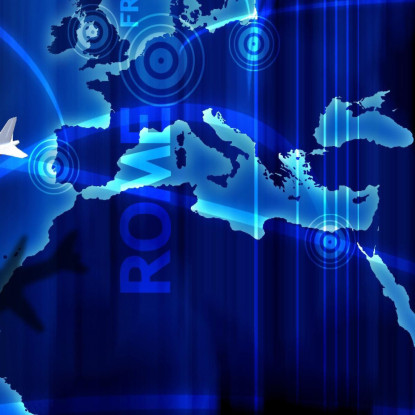 Quadro Mappa Del Mondo Digitale Con Rotte Aeree In Stile Futuristico map29 quadro stampato su tela