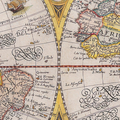 Quadro Mappa Del Mondo Rinascimentale Con Dettagli Artistici E Illustrazioni Zodiacali map34 quadro stampato su tela