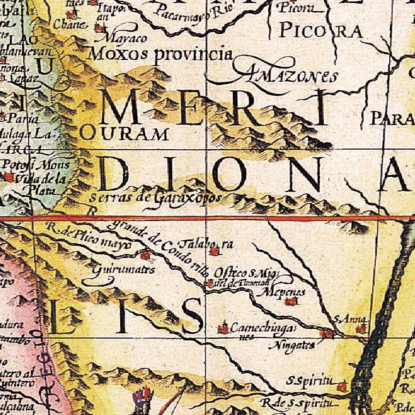 Quadro Mappa Dell'America Del Sud Antica Con Dettagli Geografici E Simboli Storici map41 quadro stampato su tela
