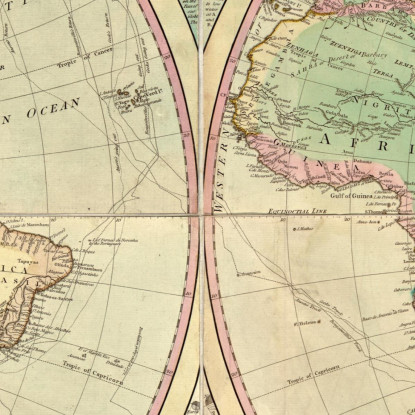 Quadro Mappa Geografica Storica Con Dettagli Astronomici E Cartografia Classica map45 quadro stampato su tela