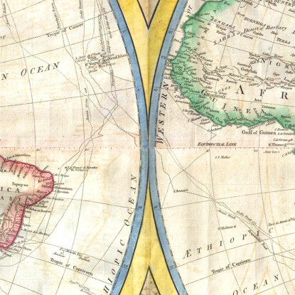 Quadro Mappa Storica Del Mondo Con Proiezione Astronomica E Dettagli Geopolitici map49 quadro stampato su tela